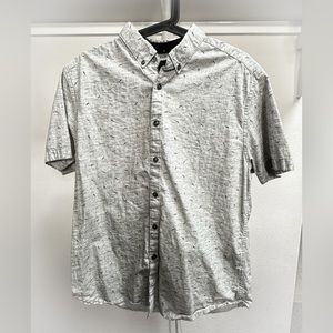 Cactus Man Short Sleeve Button Down - Silver w/ Birds